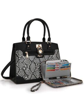 Stylish Women's Handbag Purse Set with RFID Wallet - Medium Satchel Tote Bag